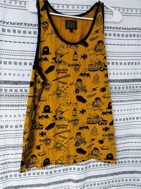 Loser Machine Dark Seas Division Mustard Yellow Tank Top Sz Large NWOT